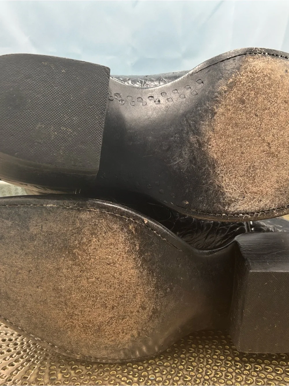 Lucchese Black Crocodile exotic Print men 8 cowboy boots